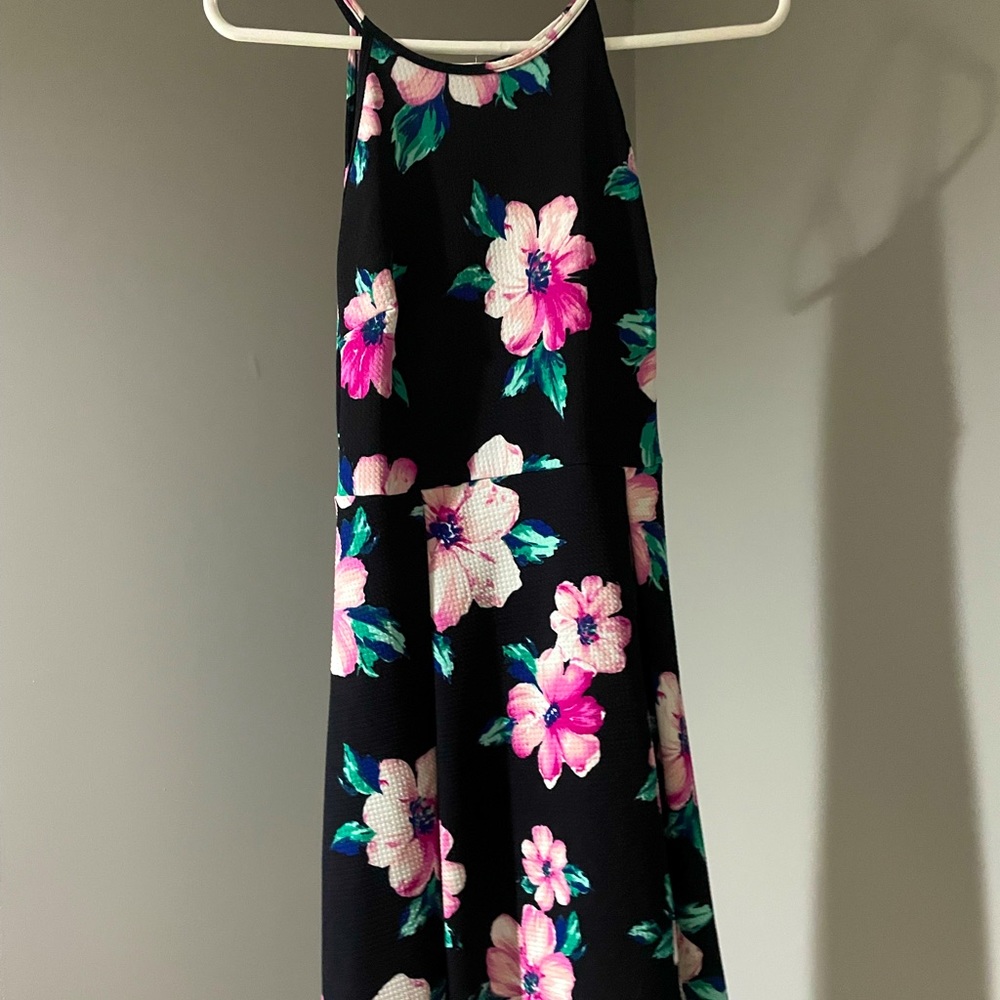 Black, White & Pink Floral Dress